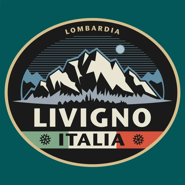 Timbro Astratto Emblema Con Nome Livigno Italia Illustrazione Vettoriale — Vettoriale Stock