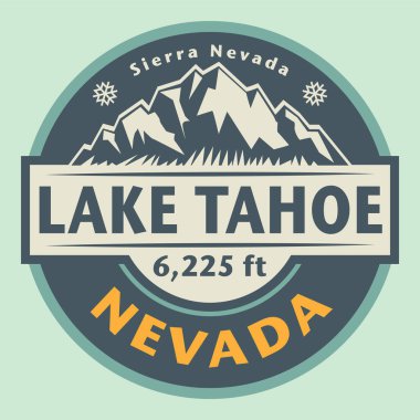 Nevada Tahoe Gölü 'nün soyut pulu veya amblemi, vektör illüstrasyonu.