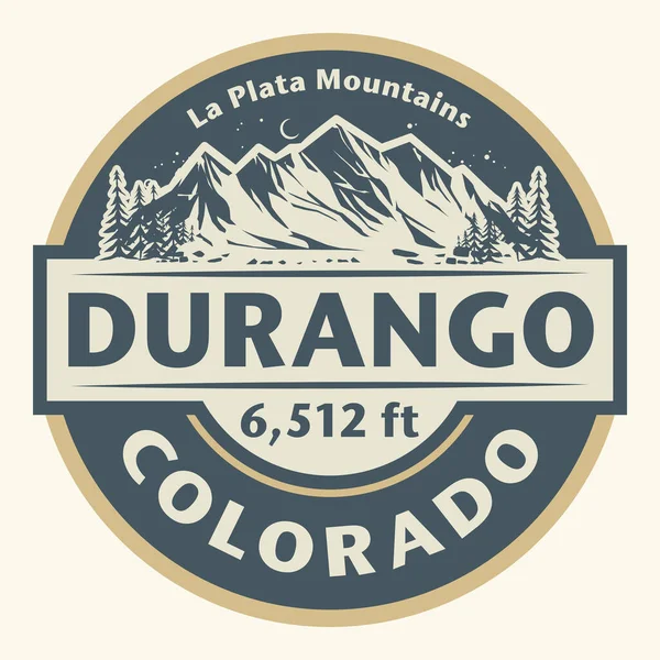 带有科罗拉多州杜兰戈市名称的抽象邮票或徽章 矢量插图 — 图库矢量图片