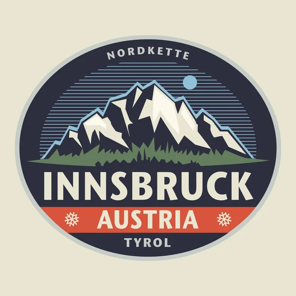 Abstrakte Briefmarke Oder Emblem Mit Dem Namen Innsbruck Tirol Österreich — Stockvektor