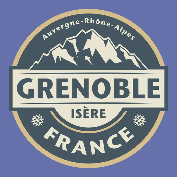 Grenoble Fransa Vektör Illüstrasyonlu Soyut Pul Veya Amblem — Stok Vektör