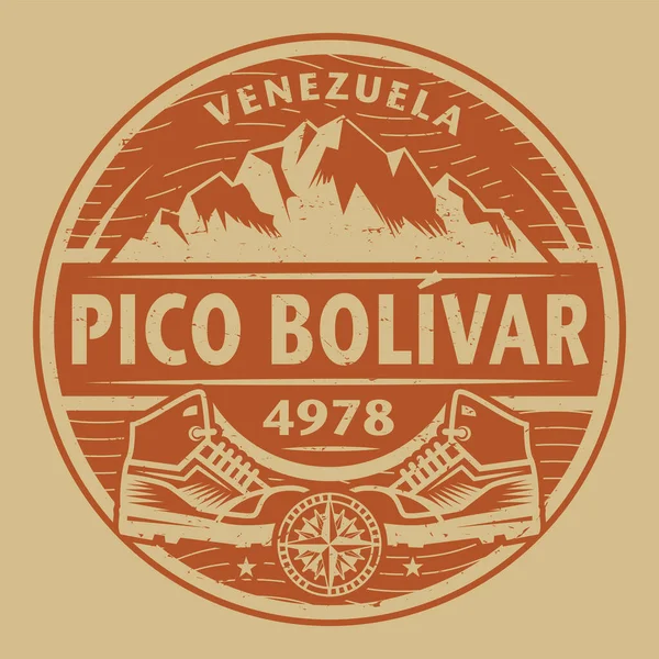 Sello Emblema Abstracto Con Nombre Pico Bolívar Venezuela Vector Ilustración — Vector de stock