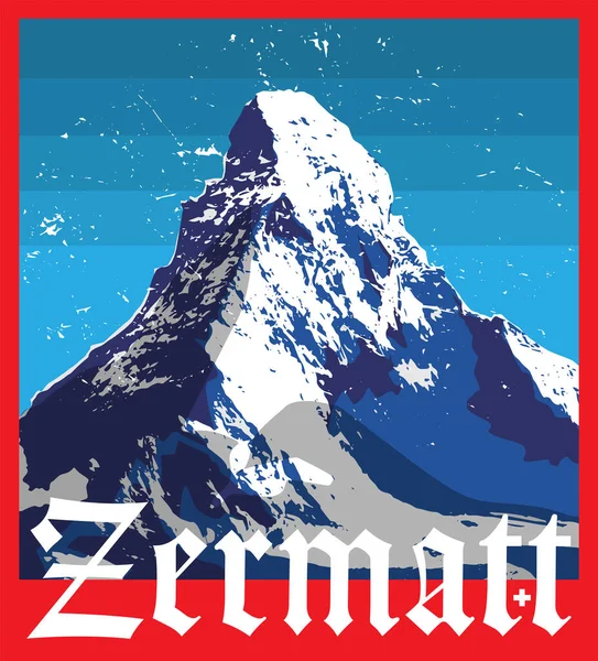 Abstrakcyjny Znaczek Lub Godło Imieniem Zermatt Szwajcaria Ilustracja Wektorowa — Wektor stockowy