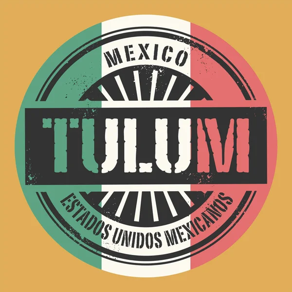 Sello Emblema Abstracto Con Nombre Tulum México Ilustración Vectorial — Archivo Imágenes Vectoriales