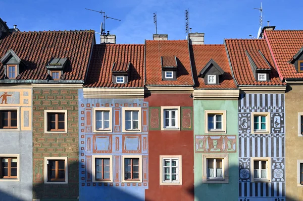 Färgstark Renässans Fasader Det Centrala Torget Poznan Polen — Stockfoto