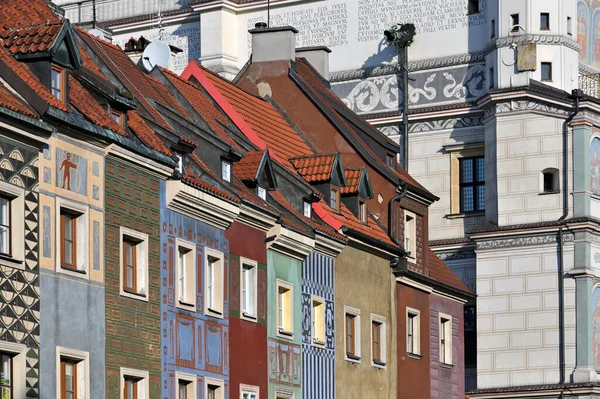 Färgstark Renässans Fasader Det Centrala Torget Poznan Polen — Stockfoto