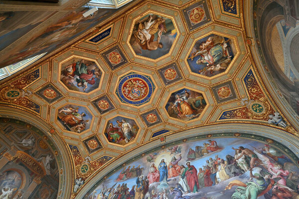 Vatican City, Rome - February 15, 2022: Interior of Vatican museum in Rome, Italy