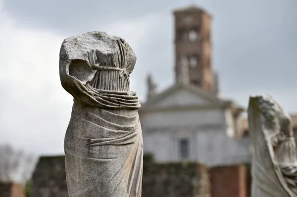 Esculturas Ruinas Del Antiguo Foro Romano Colina Palatino Roma Italia — Foto de Stock