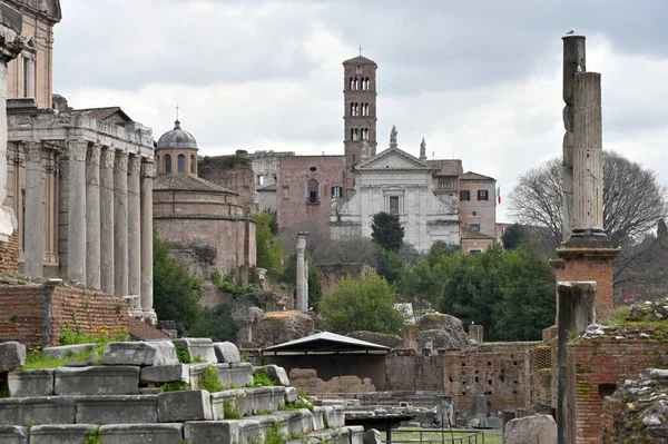 Roma Italia Febrero 2022 Ciudad Arqueológica Romana Ruinas Del Antiguo —  Fotos de Stock