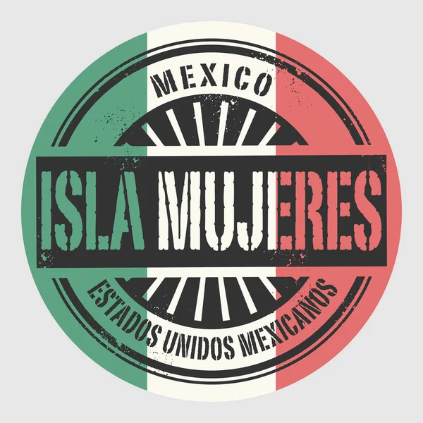 Sello Emblema Abstracto Con Nombre Isla Mujeres México Ilustración Vectorial — Archivo Imágenes Vectoriales