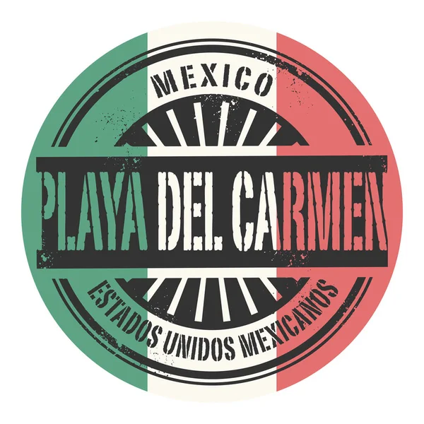 Timbro Astratto Emblema Con Nome Playa Del Carmen Messico Illustrazione — Vettoriale Stock