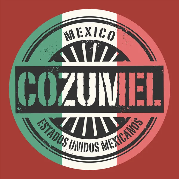 Sello Emblema Abstracto Con Nombre Cozumel México Ilustración Vectorial — Archivo Imágenes Vectoriales