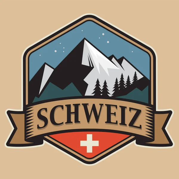 Sello Emblema Abstracto Con Nombre Suiza Ilustración Vectorial — Vector de stock