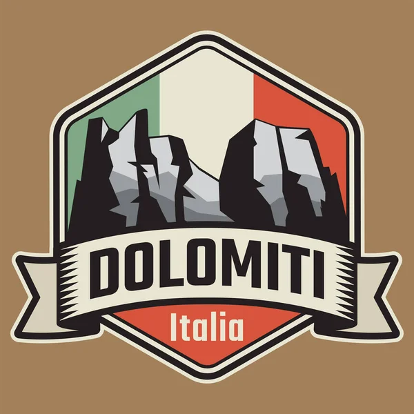 Timbro Astratto Emblema Con Nome Dolomiti Dolomiti Illustrazione Vettoriale — Vettoriale Stock