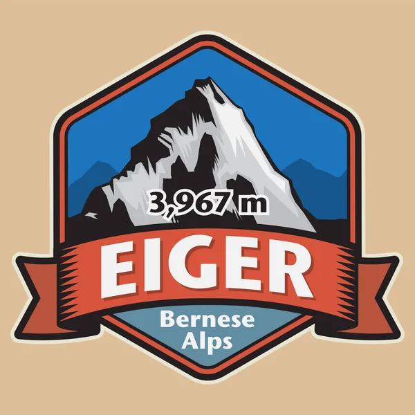 Timbro Astratto Emblema Con Nome Eiger Svizzera Illustrazione Vettoriale — Vettoriale Stock