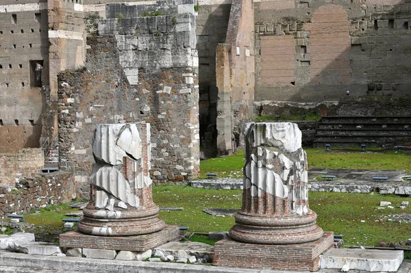 Detalhes Cidade Arqueológica Romana Ruínas Antigo Fórum Romano Monte Palatino — Fotografia de Stock