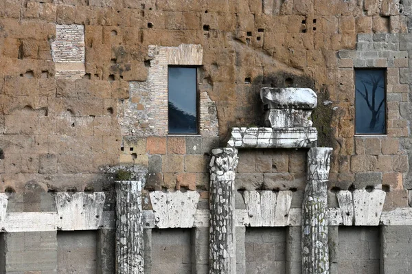 Detalles Ciudad Arqueológica Romana Ruinas Del Antiguo Foro Romano Colina —  Fotos de Stock