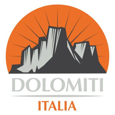 Dolomite Dağları (Dolomiti) İtalya, vektör illüstrasyonu ile soyut damga veya amblem