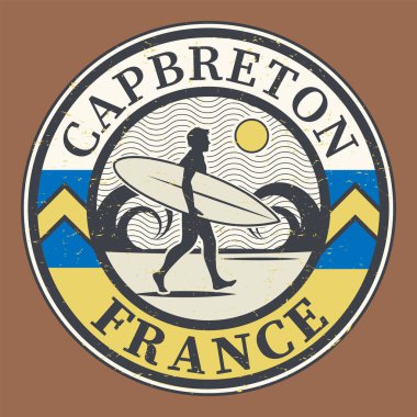 Capbreton, Fransa, vektör illüstrasyonuyla soyut pul veya amblem