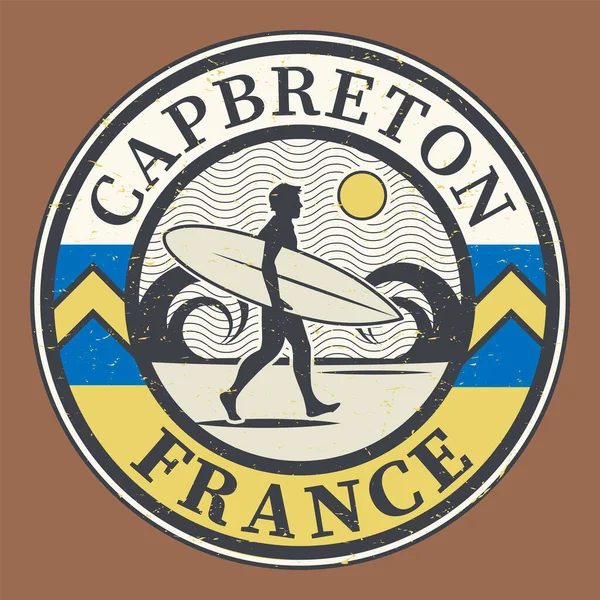 Абстрактный Штамп Аббревиатура Именем Капбретон Франция Векторная Иллюстрация — стоковый вектор