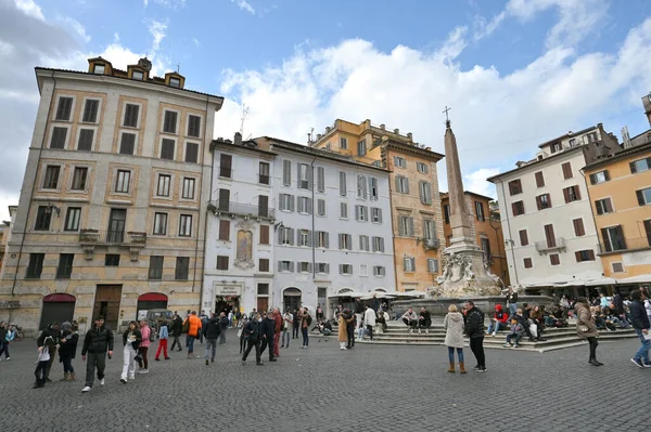 Rom Italien Februar 2022 Fontana Del Pantheon Mit Monumentalem Obelisk — Stockfoto