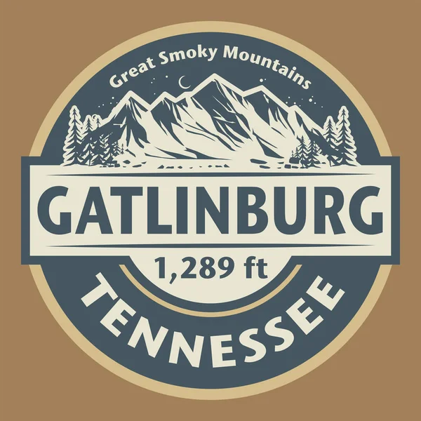 Gatlinburg, Tennessee, vektör illüstrasyonlu soyut pul ya da amblem