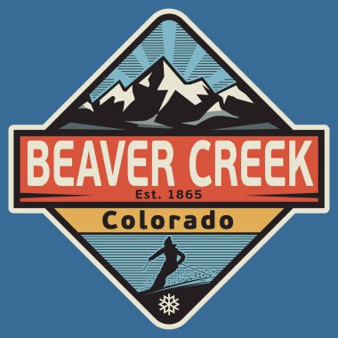 Soyut damga ya da amblem Beaver Creek, Colorado, vektör illüstrasyonu