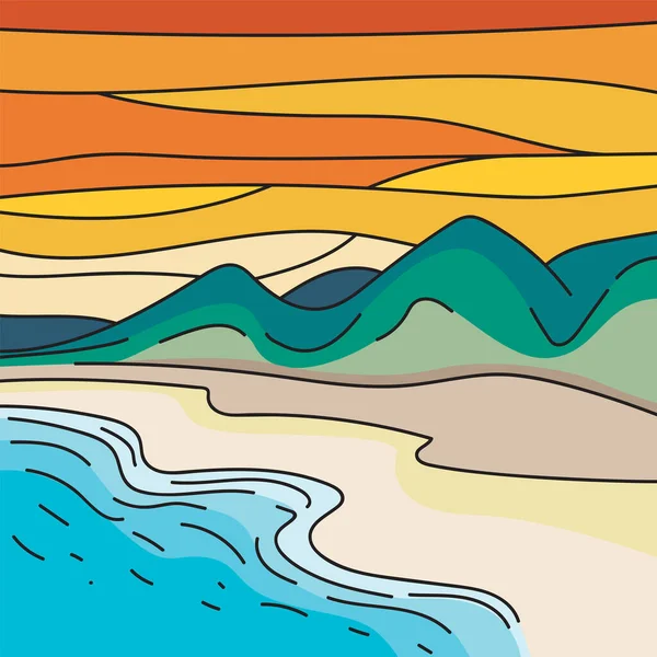 Гавайский Пляж Векторная Иллюстрация Тропического Пляжа — стоковый вектор