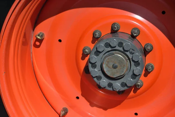 Tractor Wheel Close Agronomy Farming Wheel Modern Transport — Stock Photo, Image