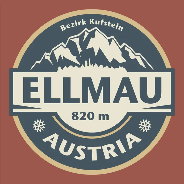 Sello Emblema Abstracto Con Nombre Ellmau Town Austria Ilustración Vectorial — Vector de stock