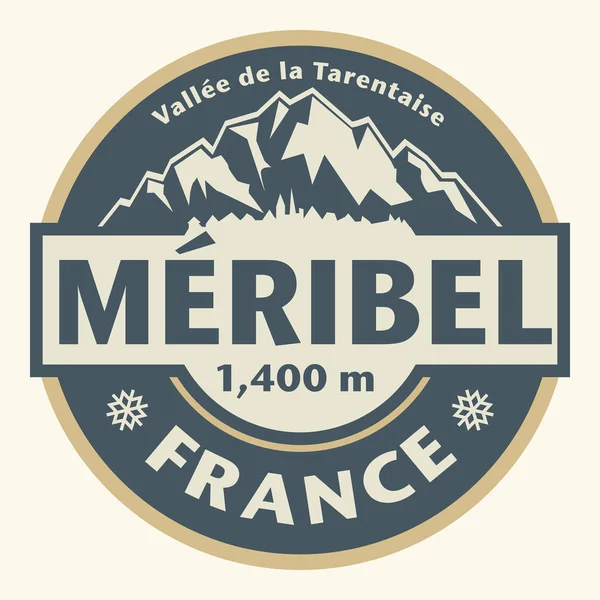 Abstract Stamp Emblem Name Meribel France Vector Illustration — Stock Vector