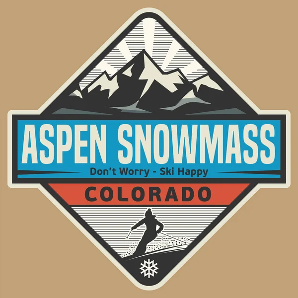 Abstract Stamp Emblem Name Aspen Snowmass Colorado Vector Illustration — Stock Vector