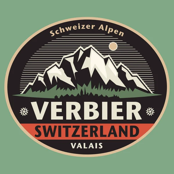 Abstrakt Stämpel Eller Emblem Med Namnet Verbier Schweiz Vektor Illustration — Stock vektor