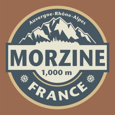Soyut damga veya amblem Morzine, Fransa, vektör illüstrasyonu