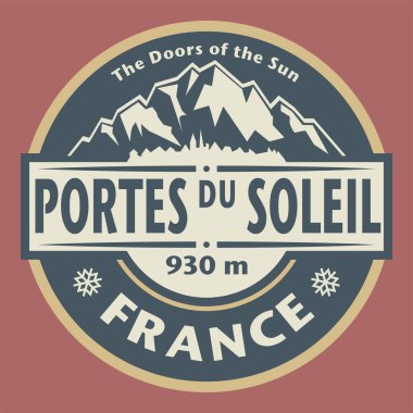 Portes du Soleil, Fransa vektör illüstrasyonlu soyut damga veya amblem