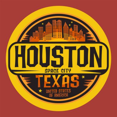Houston, Teksas soyut pulu veya amblemi, vektör illüstrasyonu