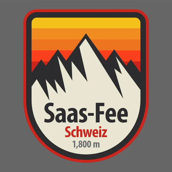 Abstracte Stempel Embleem Met Naam Saas Fee Zwitserland Vectorillustratie — Stockvector