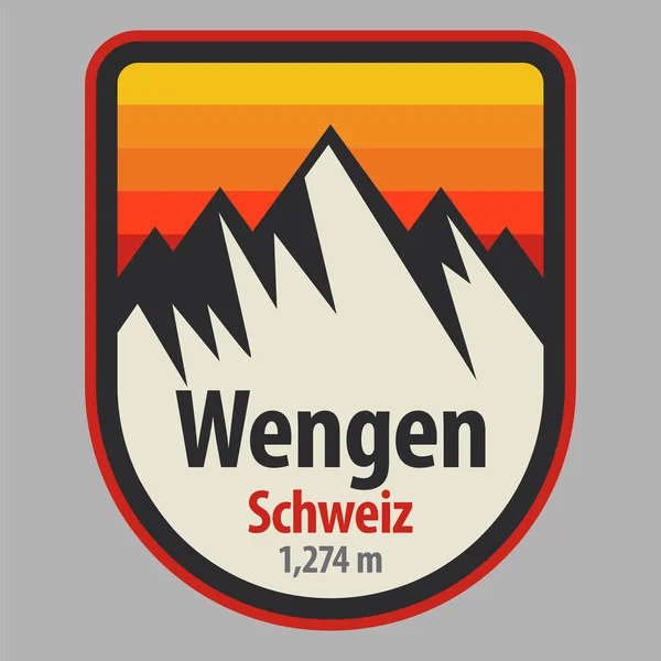 Abstracte Stempel Embleem Met Naam Wengen Zwitserland Vectorillustratie — Stockvector