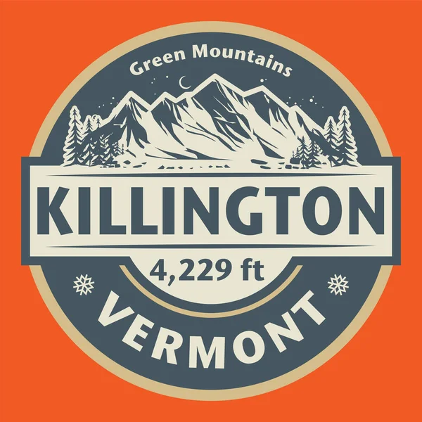 Killington Vermont Vektör Illüstrasyonlu Soyut Damga Amblem — Stok Vektör