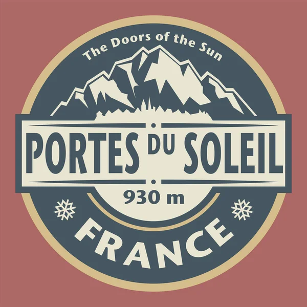 Timbro Astratto Emblema Con Nome Portes Soleil Francia Illustrazione Vettoriale — Vettoriale Stock