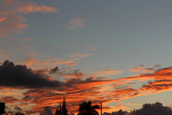 Barbe Papa Ciel Tropical Coucher Soleil Tourné Dans Est Floride — Photo