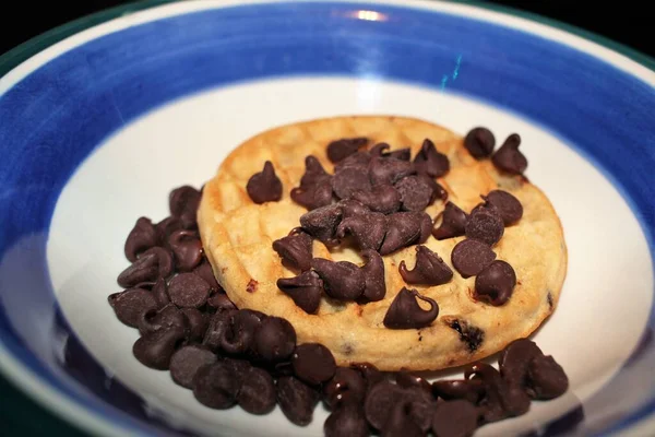 Chocolate Chip pancake\'s cooked close-up in a bowl