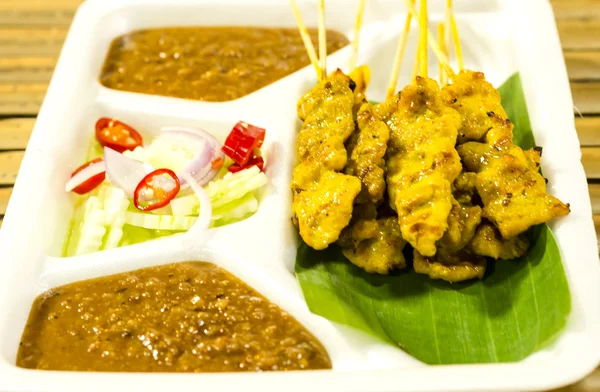 Carne di maiale Satay, Cucina tailandese — Foto Stock