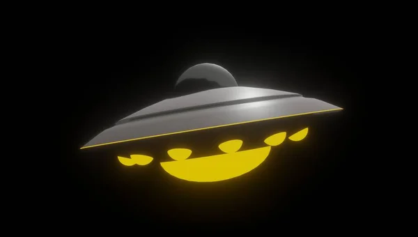 Tre Dimensjonale Illustrasjoner Ufo Flying Saucer Alien Invasion Midnight Aliens – stockfoto