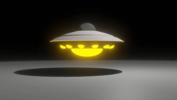 Tridimensionale Illustrazione Ufo Disco Volante Alien Invasion Midnight Aliens Sky — Foto Stock