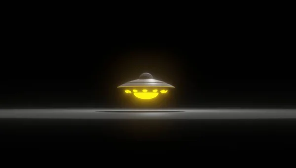 Trojrozměrná Ilustrace Ufo Létající Talíř Alien Invasion Půlnoční Cizinci Obloze — Stock fotografie