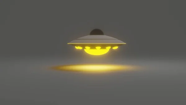 Ilustración Tridimensional Ufo Flying Saucer Alien Invasion Midnight Aliens Sky — Foto de Stock