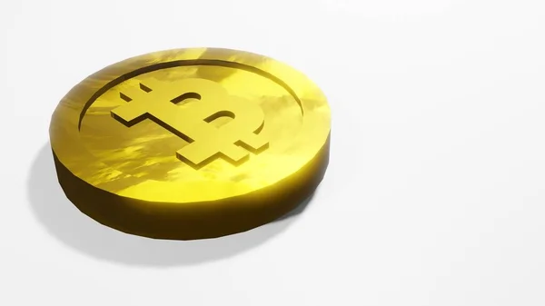 Ilustración Tridimensional Bitcoin Oro Dinero Electrónico Caro Progreso Tecnológico Con —  Fotos de Stock
