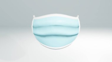 Covid 19 Salgın Önleme Ekipmanı için Standart Mavi Tıbbi Maskelerin 3 Boyutlu Üç Boyutlu Resmedilmesi. Şablon materyalleri için uygun.