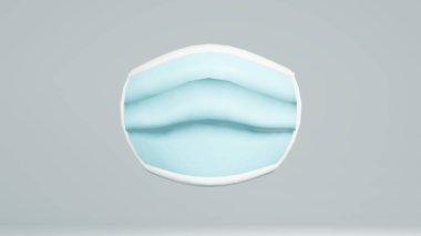 Covid 19 Salgın Önleme Ekipmanı için Standart Mavi Tıbbi Maskelerin 3 Boyutlu Üç Boyutlu Resmedilmesi. Şablon materyalleri için uygun.